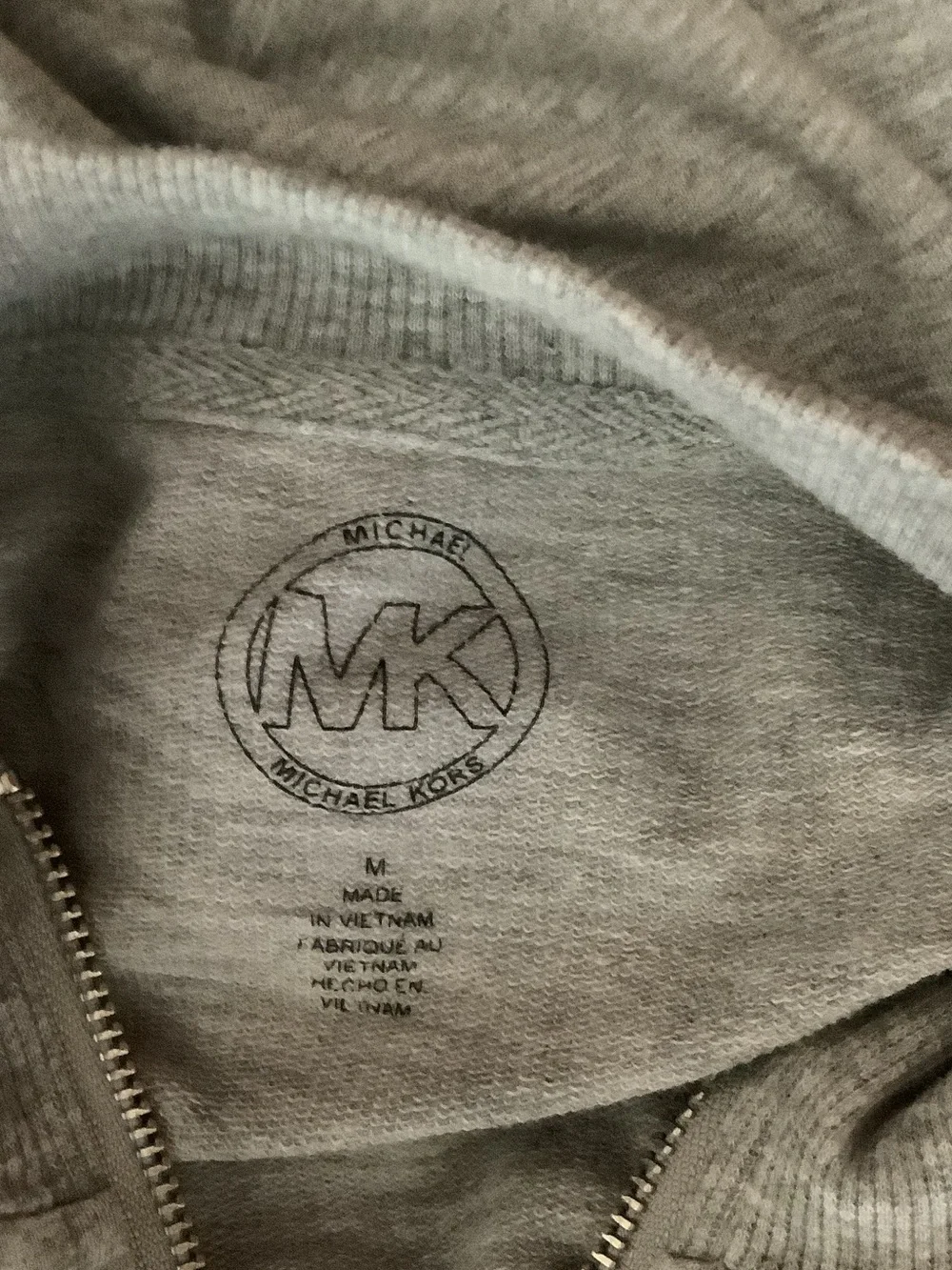 Michael Kors Heather Gray Quarter Zip Sweater with MK Pull